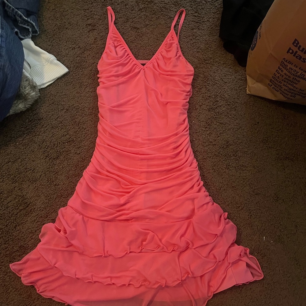Moda International Coral Spaghetti Strap Dress